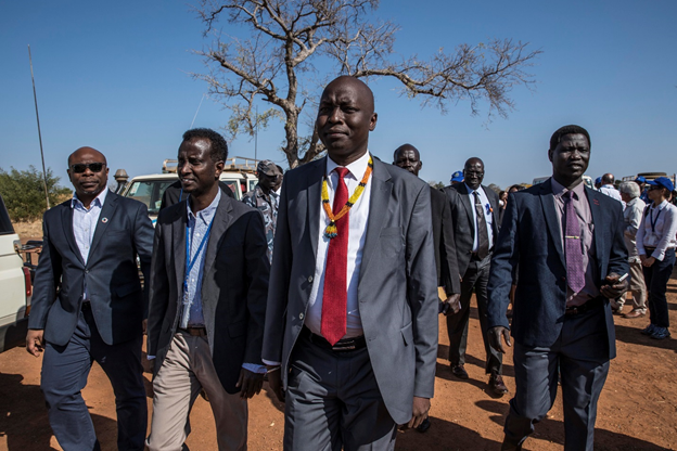 A high level delegation arrives Wau for an advocacy mission.